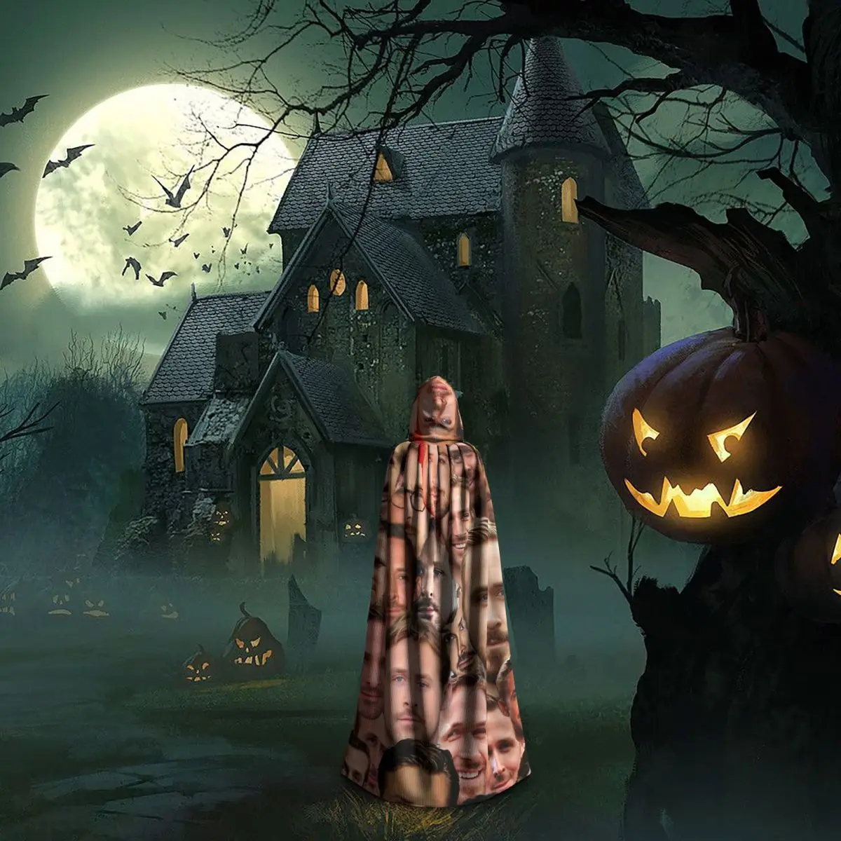 RYAN GOSLING Hooded Cloak Halloween Party Cosplay Woman Men Adult Long Witchcraft Robe Hood