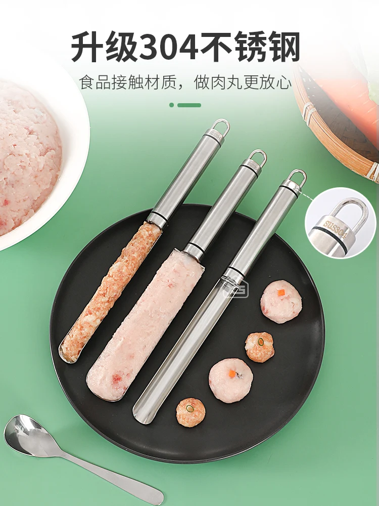 New Mold Shrimp Slippery Fish Ball Meatball Round Tool Stainless Steel Meatball Spoon