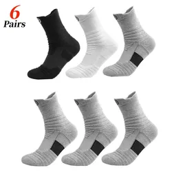 6pairs/Lot Men's Running Socks High-quality Sports Socks Wicking Sweat Breathable Riding Football Mid-tube Socks Men's Stockings