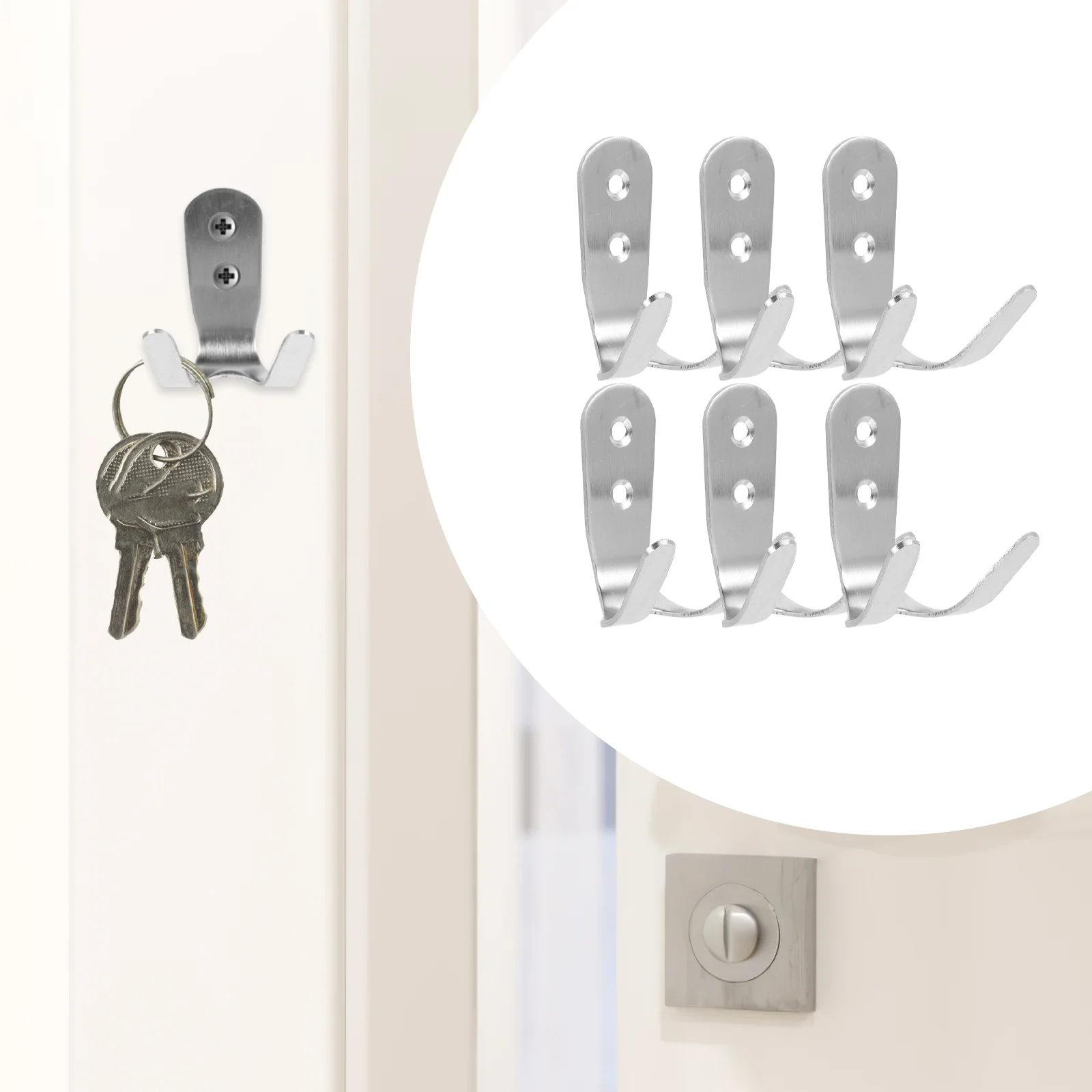 

6 Pcs Fence Stainless Steel Hook Wall Mounted Clothes Rack Coat Hangers Student Hanging