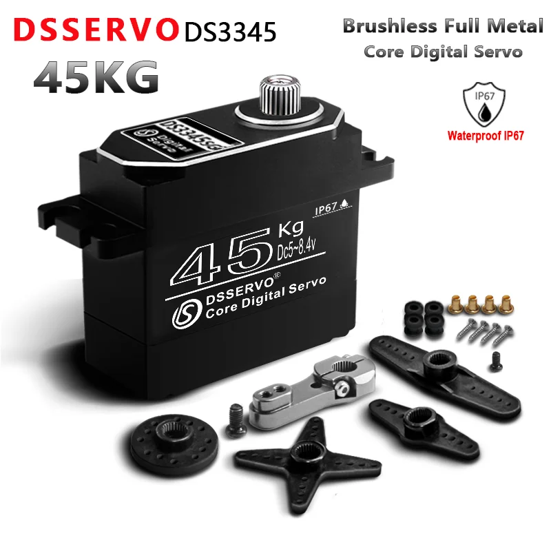 Servo de núcleo de motor sem escova, 35kg, 45kg, engrenagem de metal completa, grande torque, digital, rc baja, servo para carros rc escala 1/8 1/10 1/12