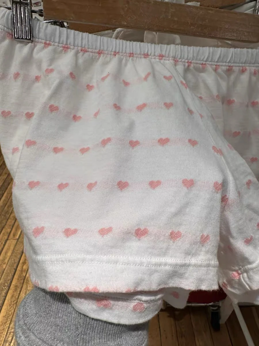 Pantaloncini a righe con stampa a cuore rosa Pantaloni corti in cotone elastico a vita alta da donna Estate Dolce Casual Casa Pantaloncini dolci Intimo Nuovo