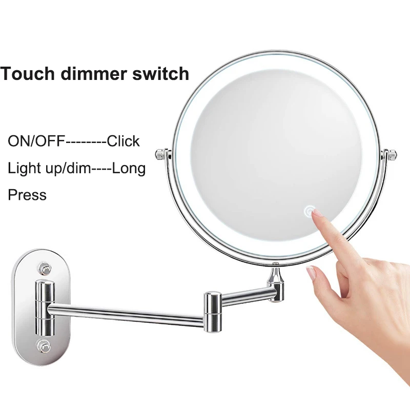 

Make-Up Spiegel Met Licht Makeup 7X Vergrootglas Spiegel 2-Face Touch Dimmen Led Verlichting Настенное крепление Badkamer make Up Spiegel