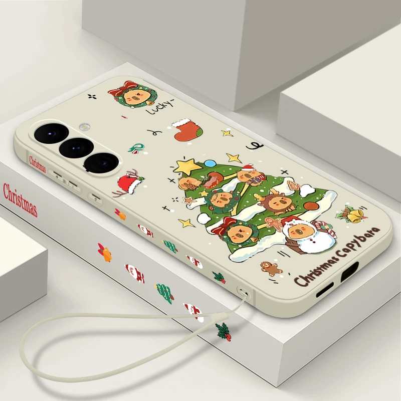 Cute Christmas Tree Pattern Case For Samsung Galaxy A18 A57 A37 A56 A16 A36 A55 A17 S26 S24 S23 Ultra S25 FE Lanyard Phone Cover