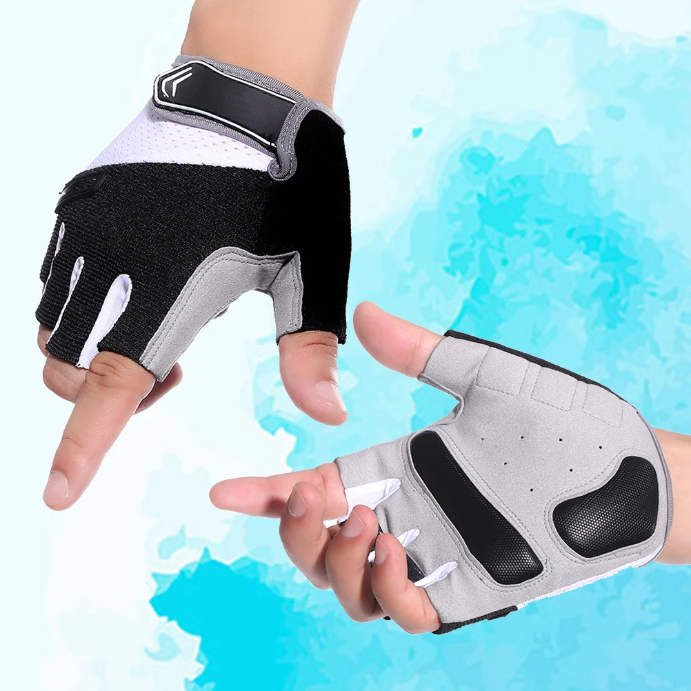 

Bike Gloves Cycling Fingerless Gloves Breathable Elastic Fabric Sticker Closer Fit Anti-Slip for Motorcycle Mountain Riding
