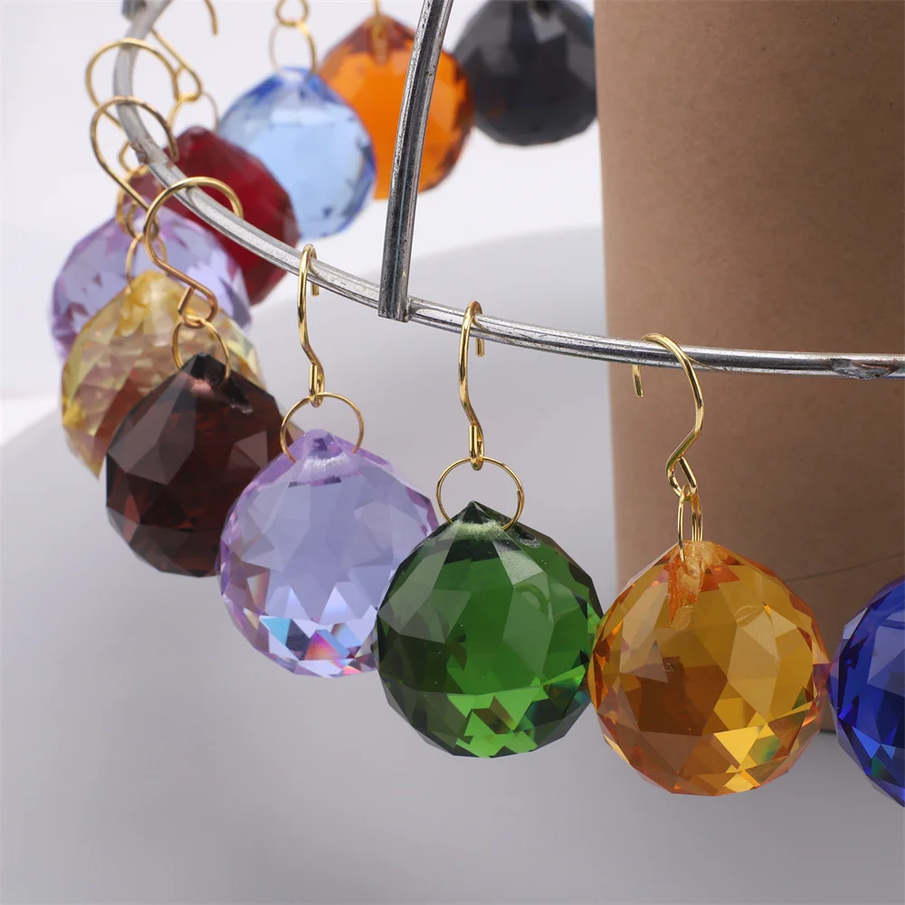 1 قطعة 30 مللي متر الكرة كريستال الشمس الماسك المنشور معلقة suncatchers مع الزجاج بريزم قوس قزح صانع للنوافذ غرفة المنزل حديقة ديكور