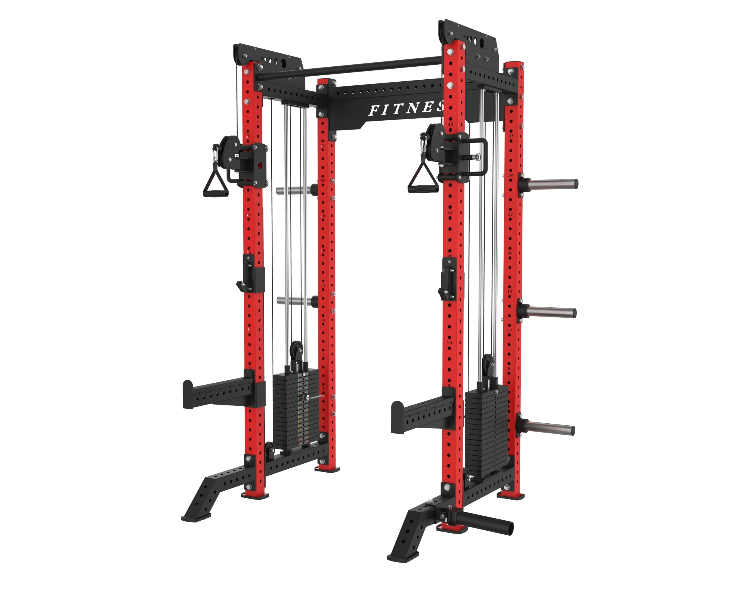 Commercial Multi Functional Power Rack with Dual Weight Stack Functional Trainer Cable Crossover Squat Rack for Gym Equipment