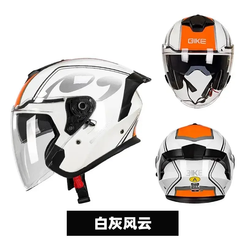New Motorcycle Helmet Male Four-Quarter Three-Helmet Cruise Locomotive Female Electric Car Helmet 3C Riding Helmet Safety