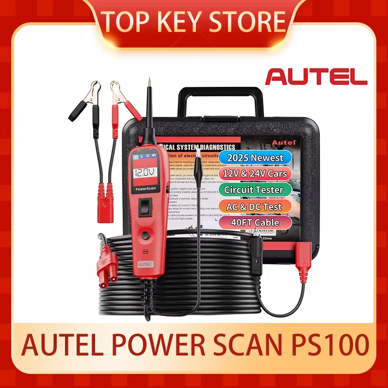 

Autel PowerScan PS100 Automotive 12V/24V Electrical System AVO Digital Volt meter Scanner Auto Power Circuit Diagnostic Tester