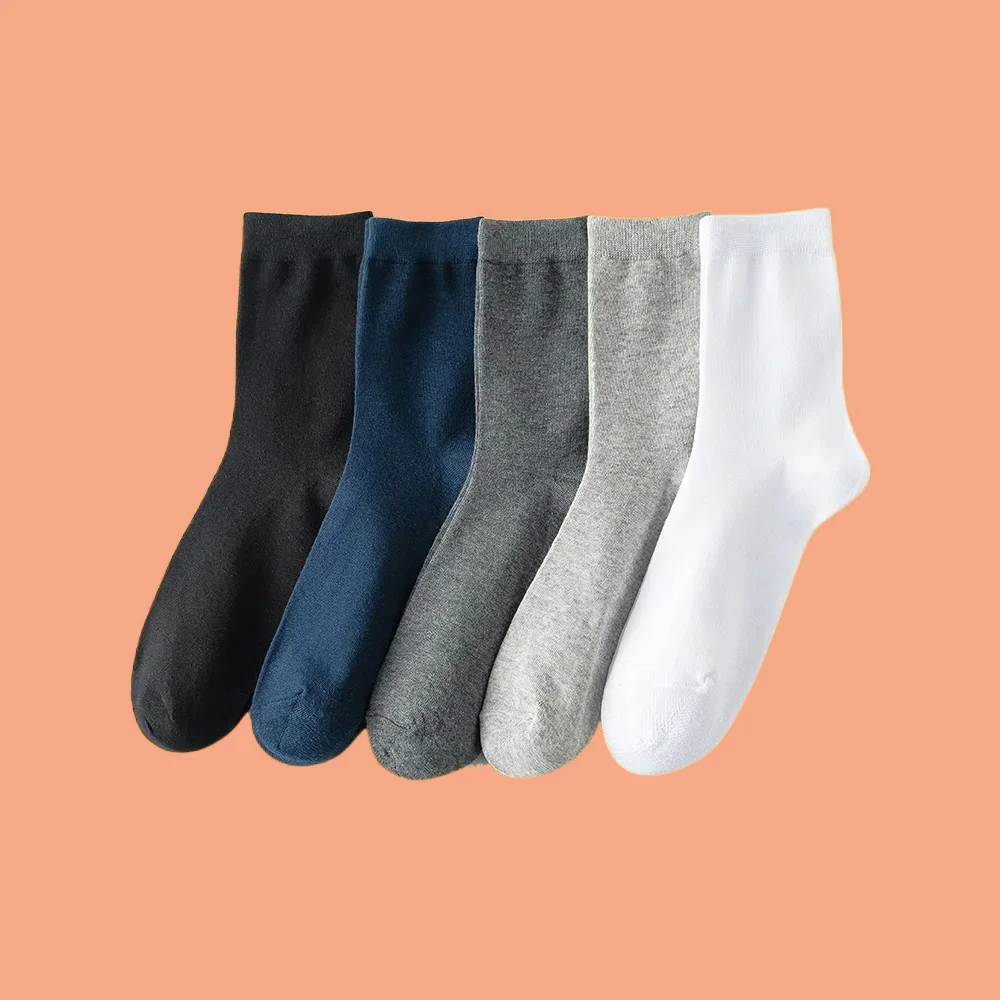 

10 Pairs High Quality Men's Fashion Mid Tube Cotton Socks Soft Breathable Casual Solid Socks 2024 New Styles Male Business Socks