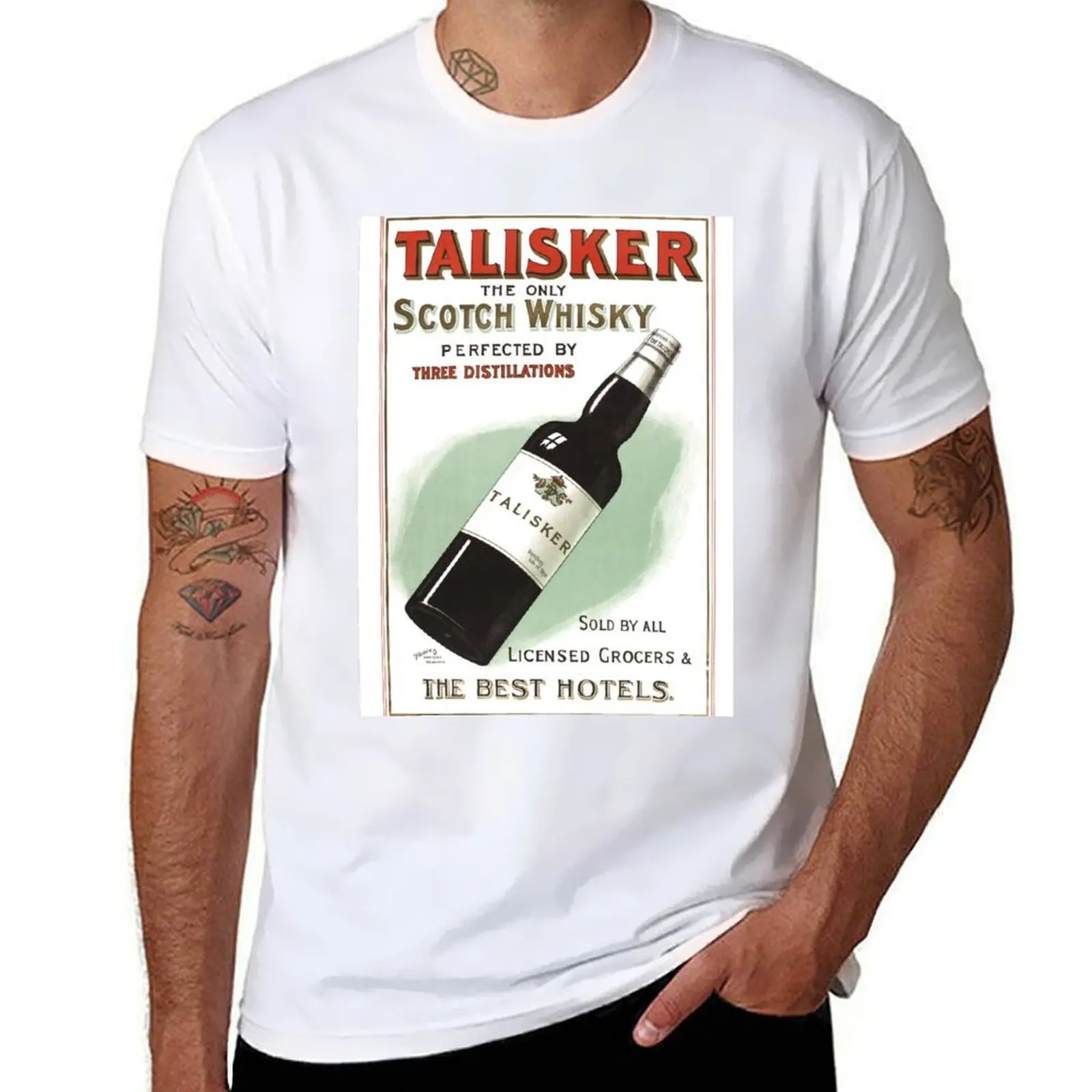 Talisker Scotch Whisky australiano Vintage cartel camiseta divertidas camisetas de algodón de humor oscuro hombre 100% camiseta
