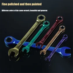 8/10/12/13/14/17/19mm Multi-function Color Ratchet Hex Key Hand Tools Dual-purpose Open Movable Wrench Hardware Acessories