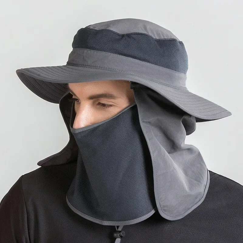 Chapeau pare-soleil de protection UV pour hommes et femmes, avec poignées amovibles à larges bords, rabat pour le cou et le visage, casquette d'extérieur pour la pêche, la randonnée et l'escalade, été