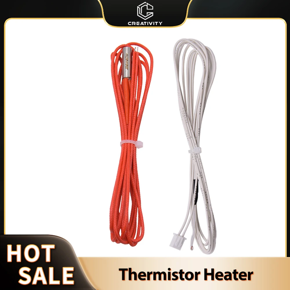 12V/24V 40W Cartridge Heater XH2.54 Thermistor NTC 100K 3950 Wire 1M for Ender 3 CR10 Ender3V2 3D Printer J-Head Hotend