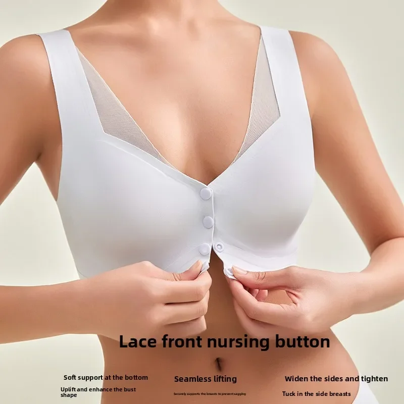 Nylon Maternity Nursing Bra Front Button Seamless Wirefree Anti Sag Postpartum Breastfeeding Underwear Tanks Camis