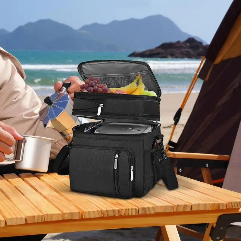 

Picnic Bag Cooler Bags Insulated Waterproof Pouch with Leak-Proof Liner Adjustable Strap Compartments Basket for Women Men
