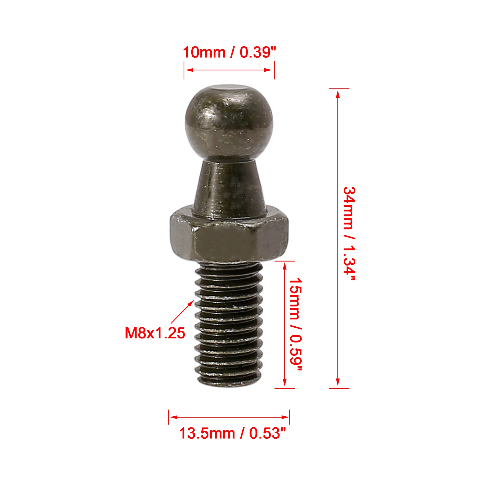 X Autohaux 2 Sets 4 Sets 10mm Car Gas Strut Ball Ended Bolt Bonnet Studs Black for Gas Struts Shocks Auto Accessories M8x15mm