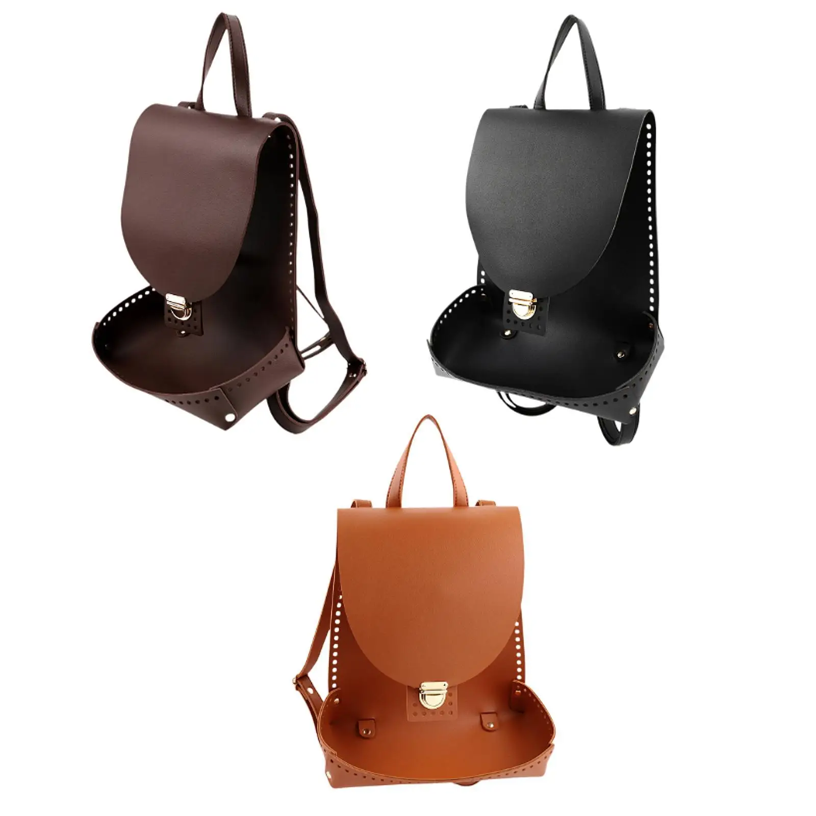 DIY Backpack Making Set PU Leather Material Hardware Parts Versatile with Holes Woven Bag Crochet Bag Bottom Base Shoulder Strap