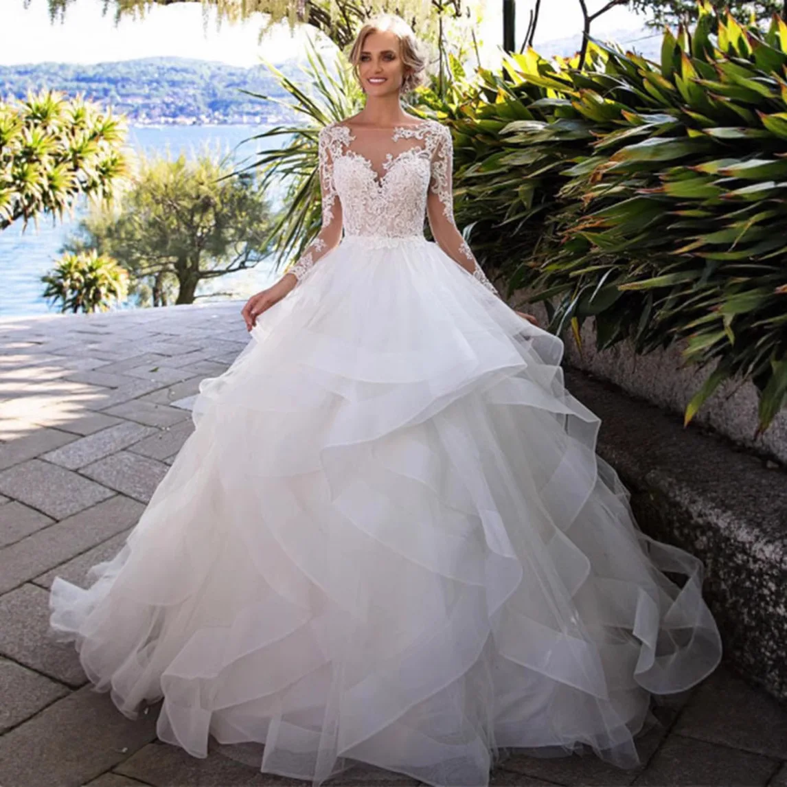 

Свадебные платья на заказ: женские бальные платья с длинными рукавами, пышным шлейфом и вышивкой, свадебные наряды (robe de mariée)