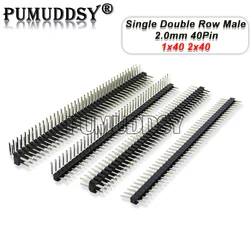 10PCS/LOT 40 Pin 1x40 2x40 Single Double Row Male 2.0 Breakable Pin Header Connector Strip For Arduino Black 2.0MM 90 Degrees