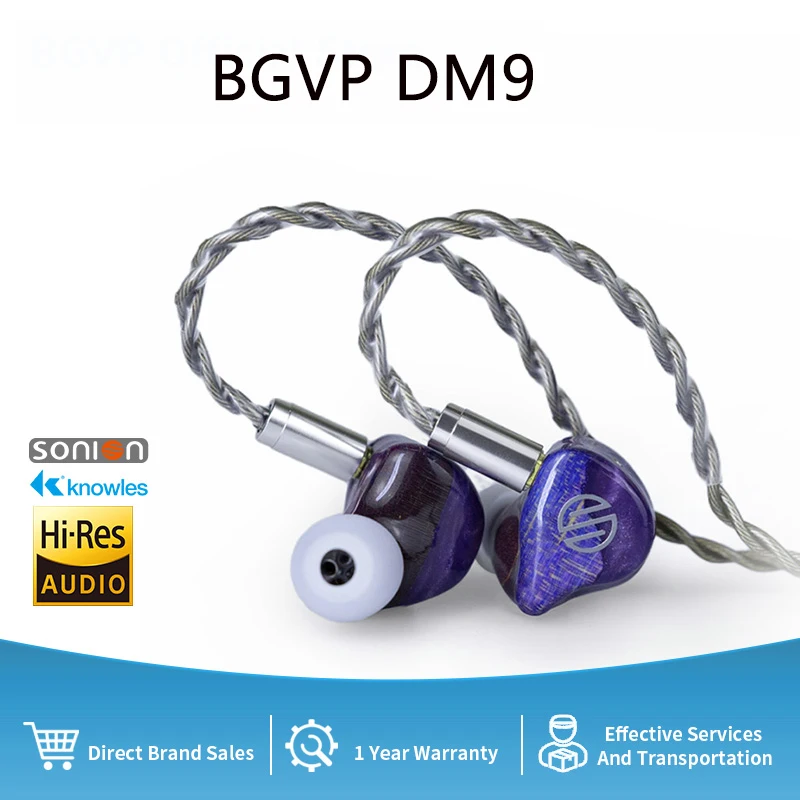 

BGVP DM9 Flagship In-Ear Wired Earphones 4EST + 1DD + 4BA HIFI Monitor Earbuds with MMCX Cable Wood Carving IEMs Headphones
