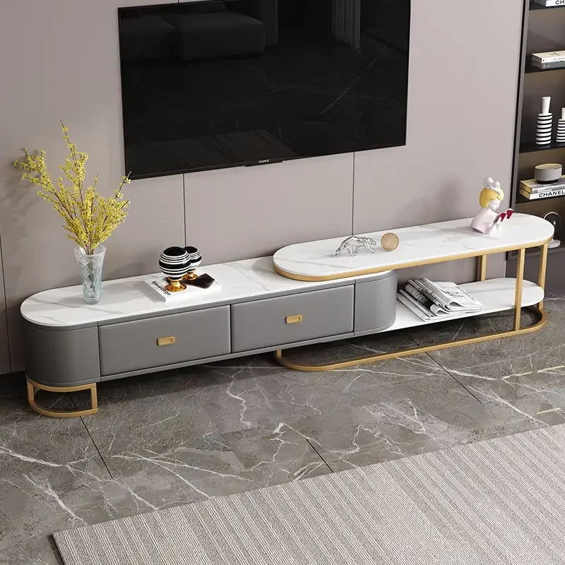 

Light luxury coffee table rock slab TV cabinet coffee table combination storage integrated cabinet