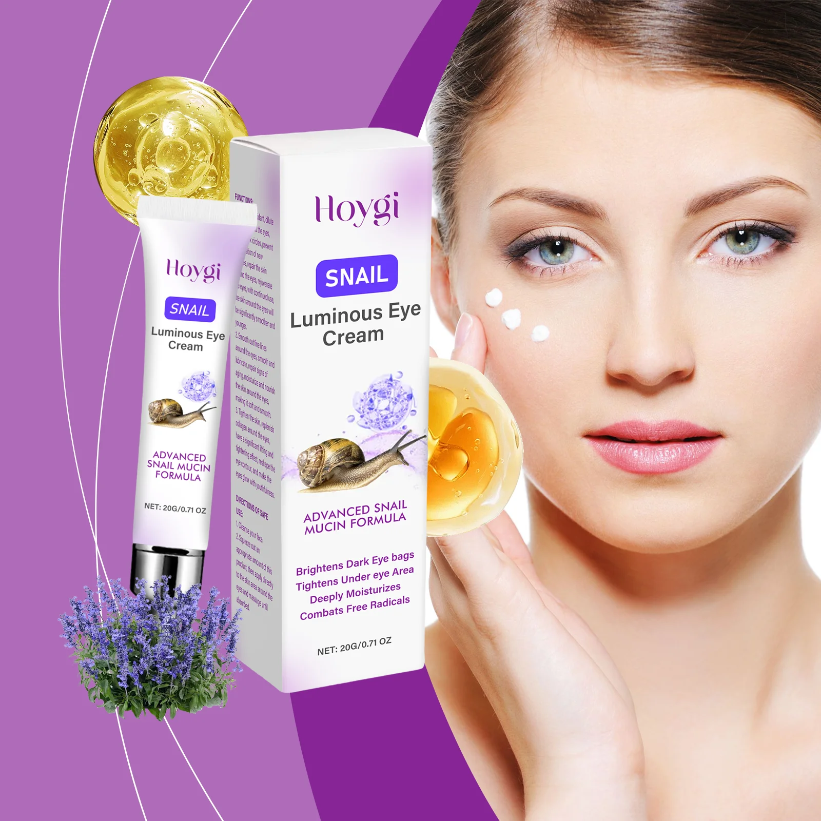 الحلزون كريم عين مضيئة ترطيب تخفيف تعب العين تغذي المنطقة ضد أكياس الانتفاخ هيدرات يشد مكافحة الشيخوخة الجلد C