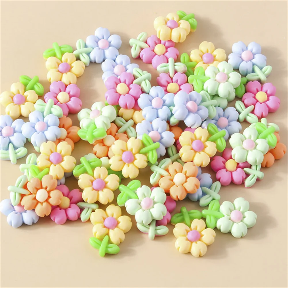 Leslie 15-teiliges Mix aus süßen Kawaii-Blumenanhängern aus Harz, Flatback-Cabochons für DIY-Schmuckherstellung, handgemachte Armbänder und Halsketten – Detail 4