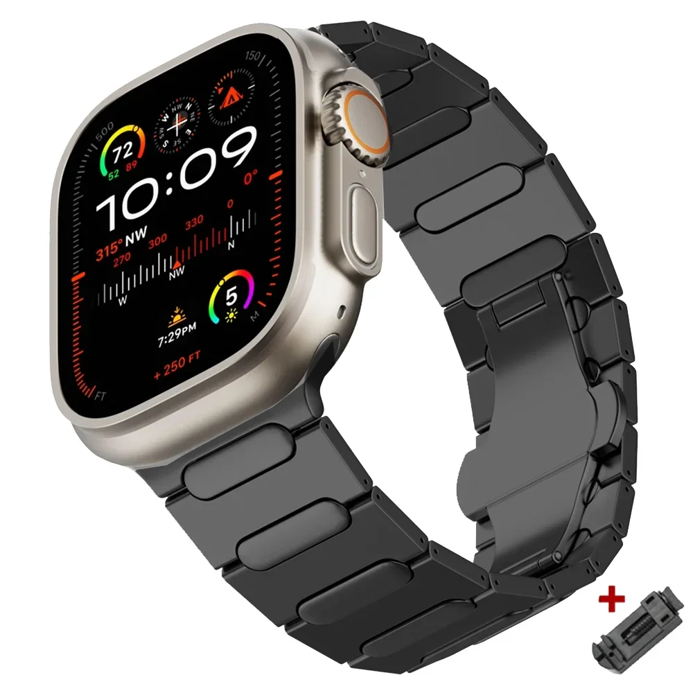 Luxury Titanium Metal Band for Apple Watch 49mm 45mm 44mm 42mm Men Watch Strap Iwatch Series 9 8 7 6 5 4 Se 3 Ultra 2 Bracelet