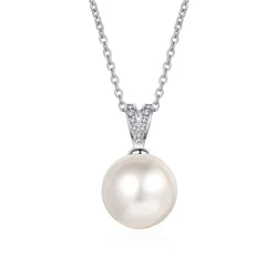 S925 Sterling Silver Collarbone Chain for Women 10mm Flawless Freshwater Pearl Moissanite Necklace for Women