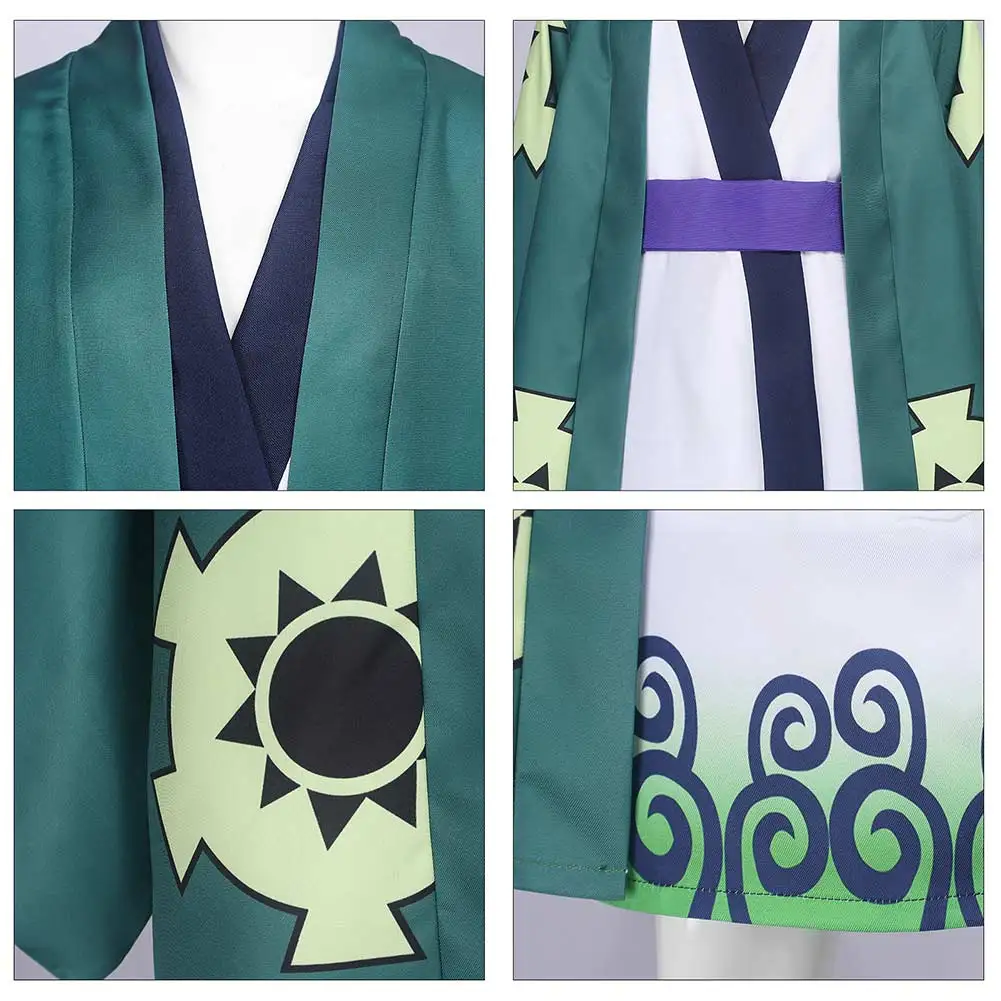 Crianças Zoro Juurou Cosplay Traje, Wano Country Anime Pirate Robe, Halloween Party Outfits, terno de quimono infantil