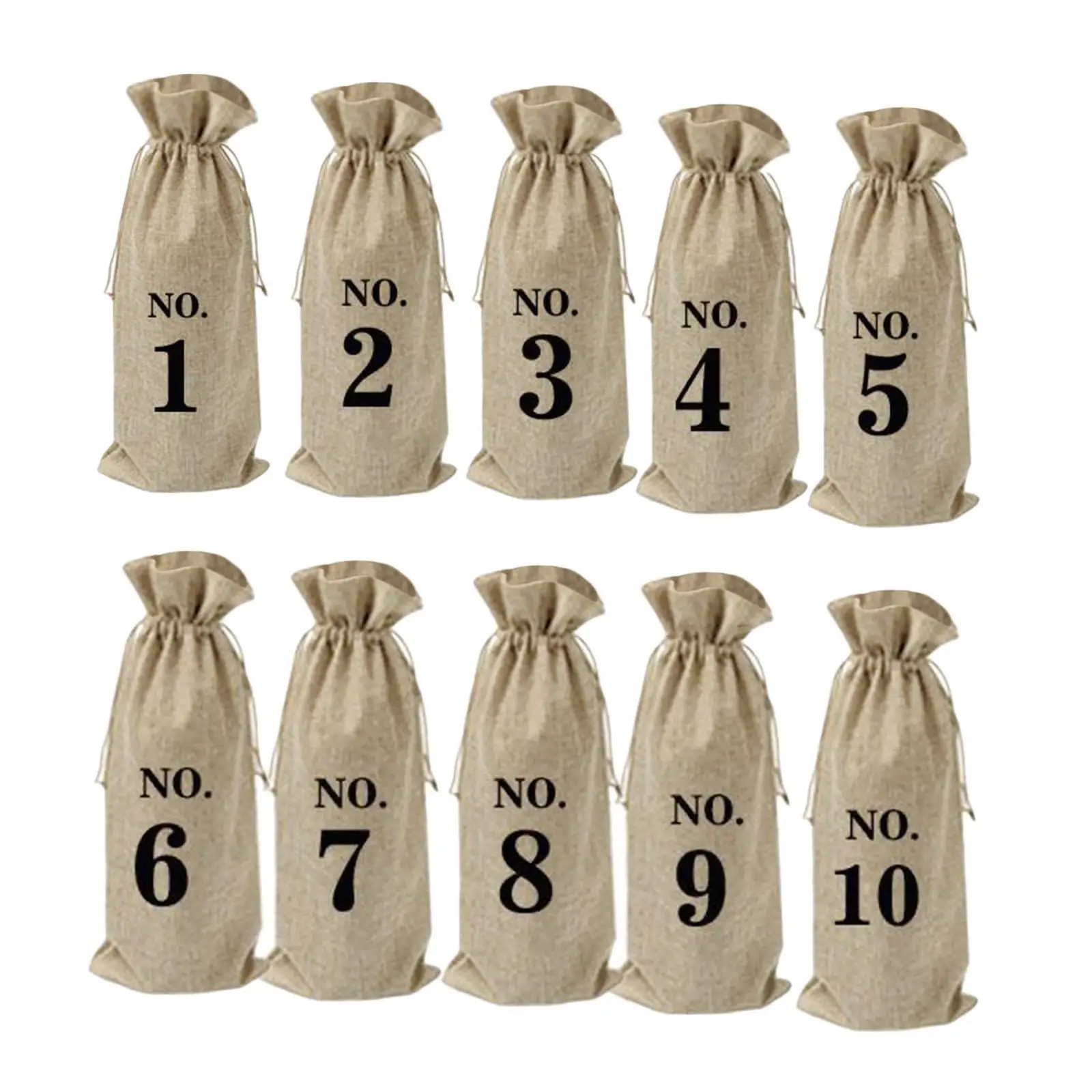 10 Pieces Burlap Wine Bags, Gift Tags Premium Bags Wrap Gift Natural Burlap Drawstring Tags, for Birthday Party