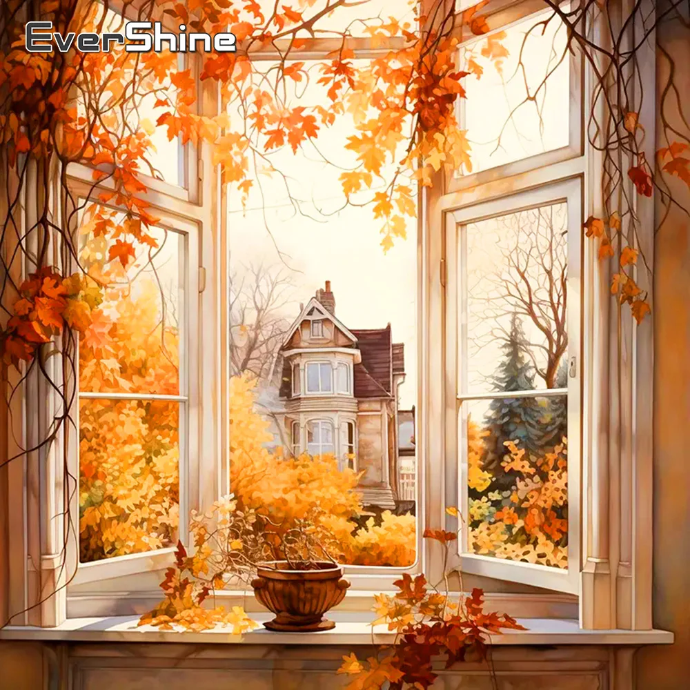 Ever shine DIY Diamant Mosaik Landschaft Fenster Strass volle runde quadratische Diamant Malerei Landschaft Herbst handgemacht