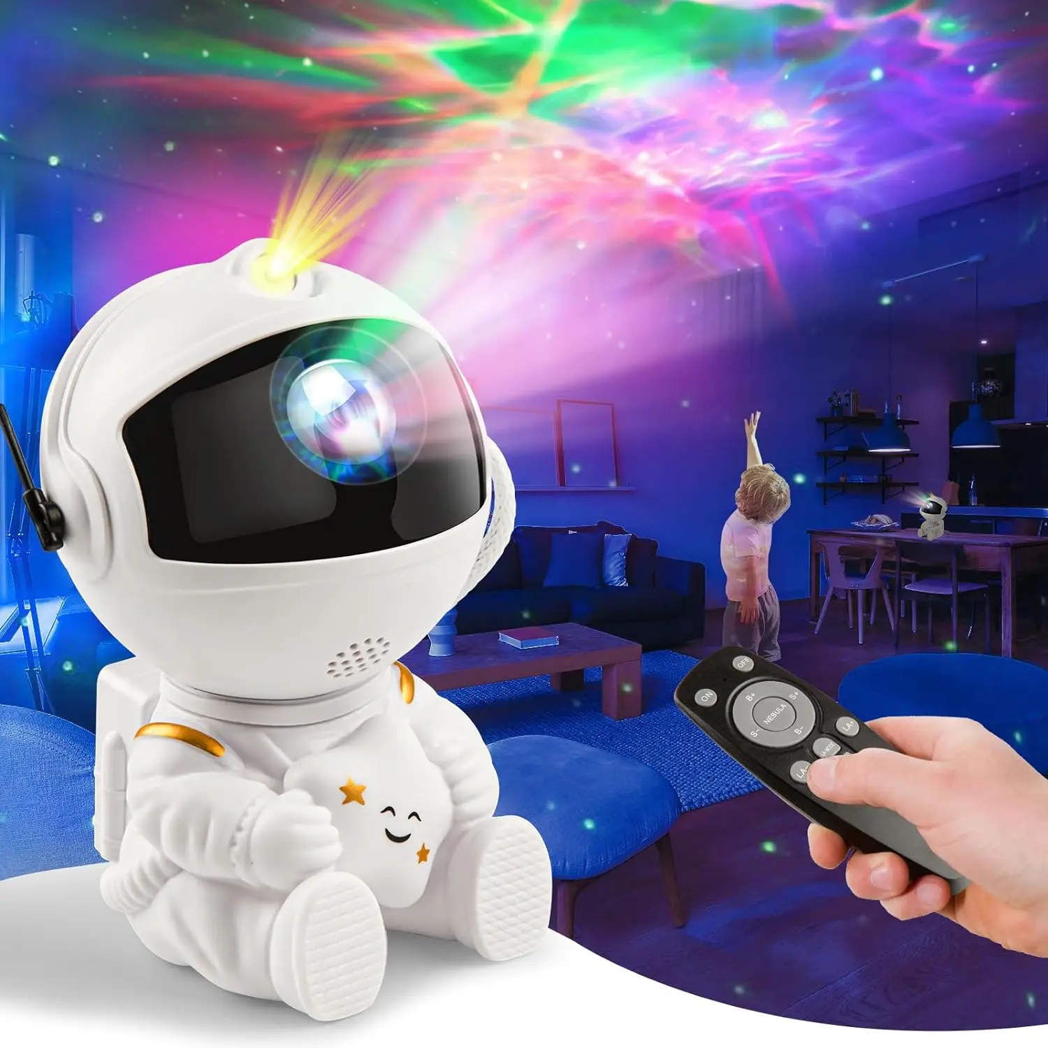 Intelligent Starlight Galaxy Projector Rotating Nebula Stars Projector Decor with Starry Sky Projection in Bedroom Cute Rabbit