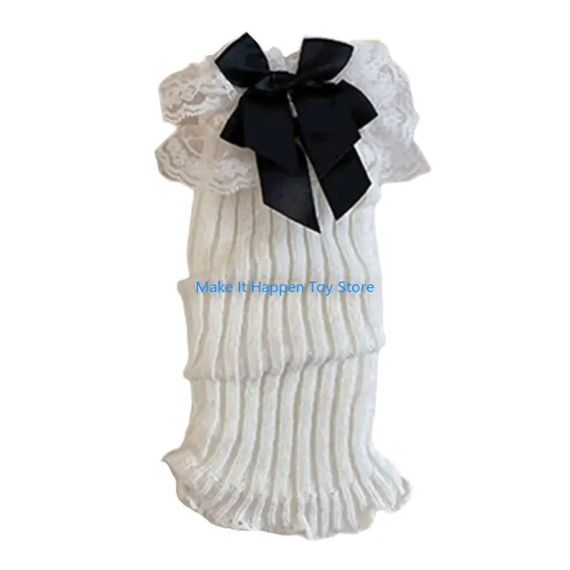 28EC الدانتيل Bowknot غطاء الساق تدفئة الساق زي اكسسوارات جوارب بنات المدرسة #2