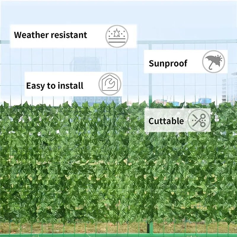 (LBER) Artificial Hedges Fence, Greenery Backdrop, Artificial Ivy Privacy Fence and Faux Ivy Vine Leaf Decoration - 118X39.4In