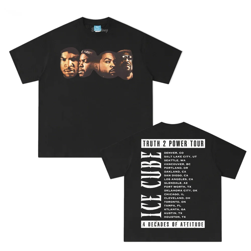 

Truth 2 Power Faces Tour T-Shirt 2025 Summer Dave Tee-shirt Ice Cube Singer's Same Style Cotton High Quality Female/Male Tops