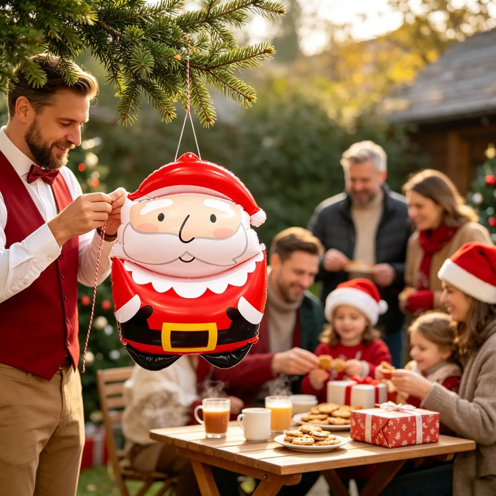 47cm Inflatable Santa Claus Ornament PVC Cartoon Air Figure Christmas Outdoor Hanging Decoration Yard Porch Party Supplies