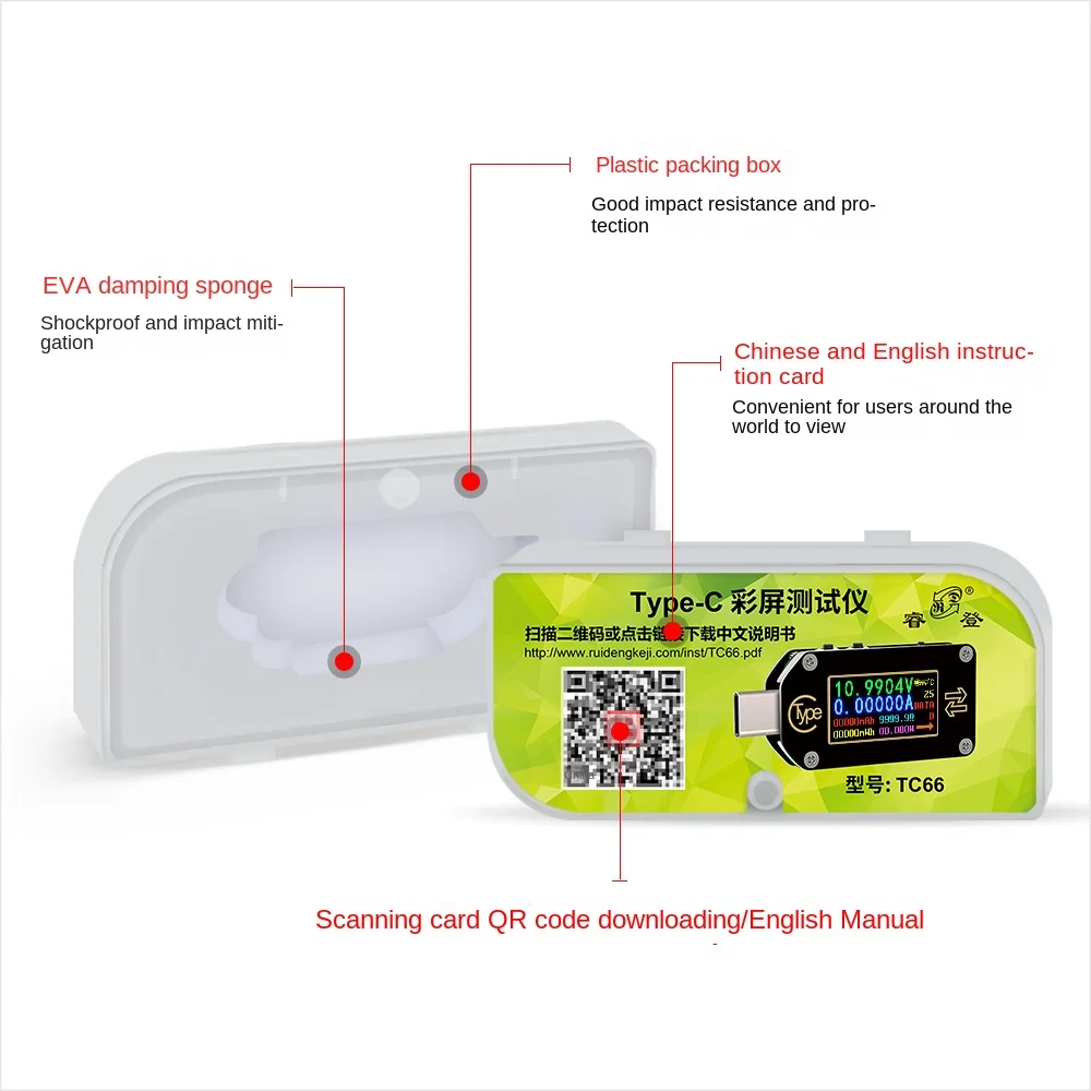 TC66/TC66C Type-C PD Trigger USB-C Voltmeter Ammeter Voltage 2 Way Current Meter Multimeter PD Charger Battery USB Tester