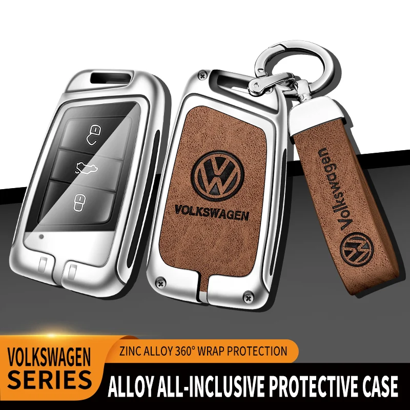 Car TPU Zinc Alloy Key Case Bag Car Key Chain Metal Key Shell For Volkswagen VW Passat B6 B7 B8 Magotan Arteon GTE Golf Tiguan 2