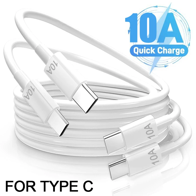 10A Double USB Type C Fast Charging Cable For iPhone 15 Huawei Mate Xiaomi Redmi Samsung USB-C Quick Charger Data Cord Line