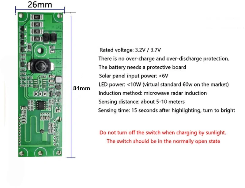 Solar lamp controller  3.7V Radar Induction Solar Wall Lamp Controller Microwave Human Induction on Circuit Board of Solar pcb