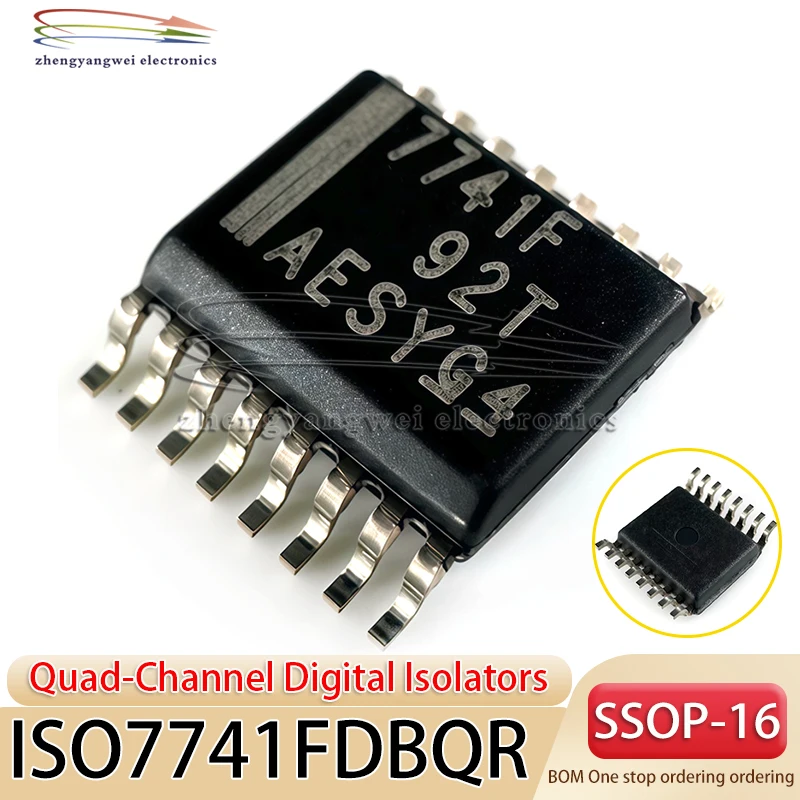 

2PCS ISO7741FDBQR 7741F SOP-16 ISO774x High-Speed, Robust-EMC Reinforced Quad-Channel Digital Isolators Digital isolator chip