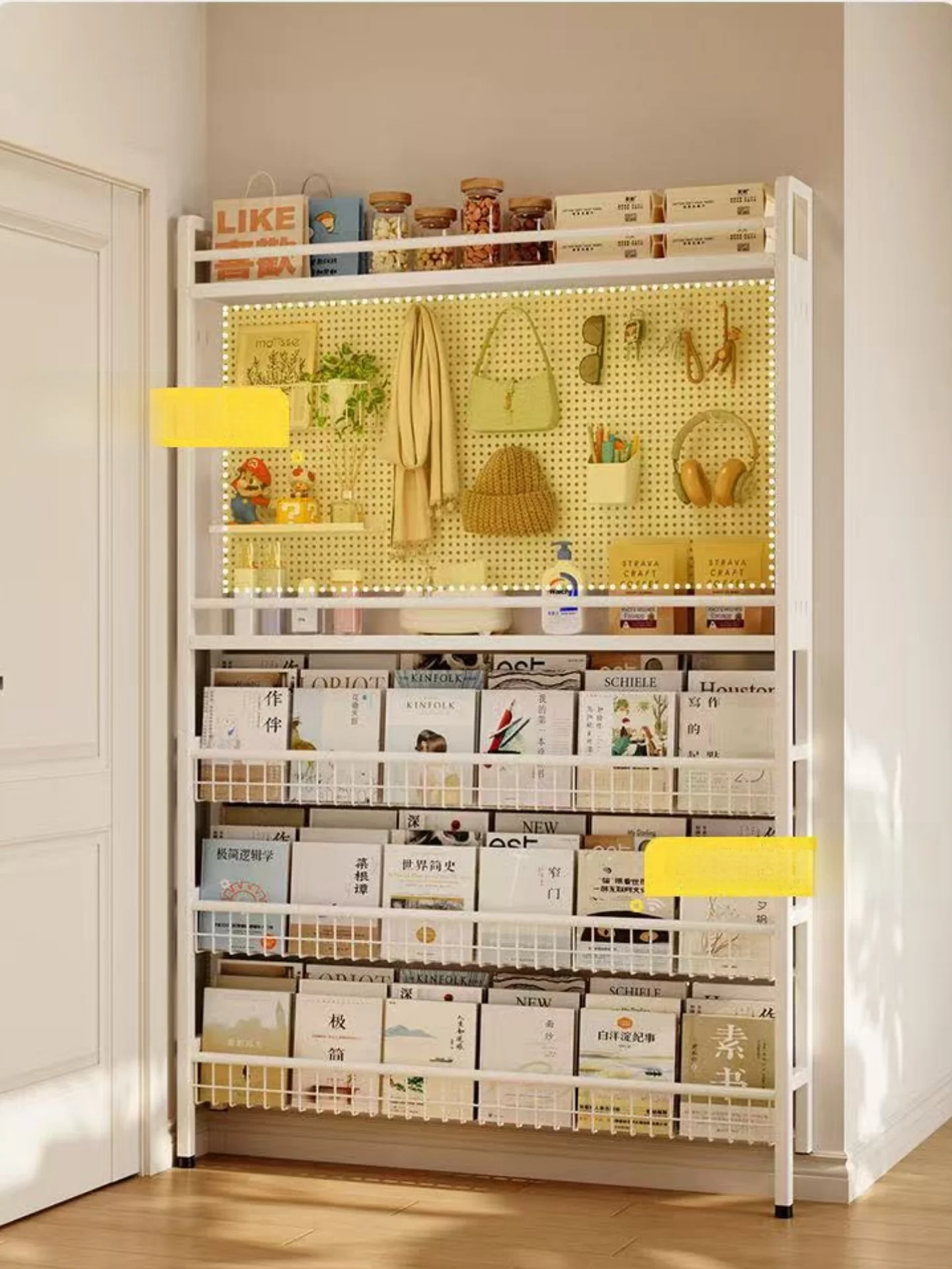 Ultra-Thin Metal Door Back Storage Rack Wall-Mounted Shelf Vertical Stand Bookcase Hole Board Narrow Cabinet Home Organization