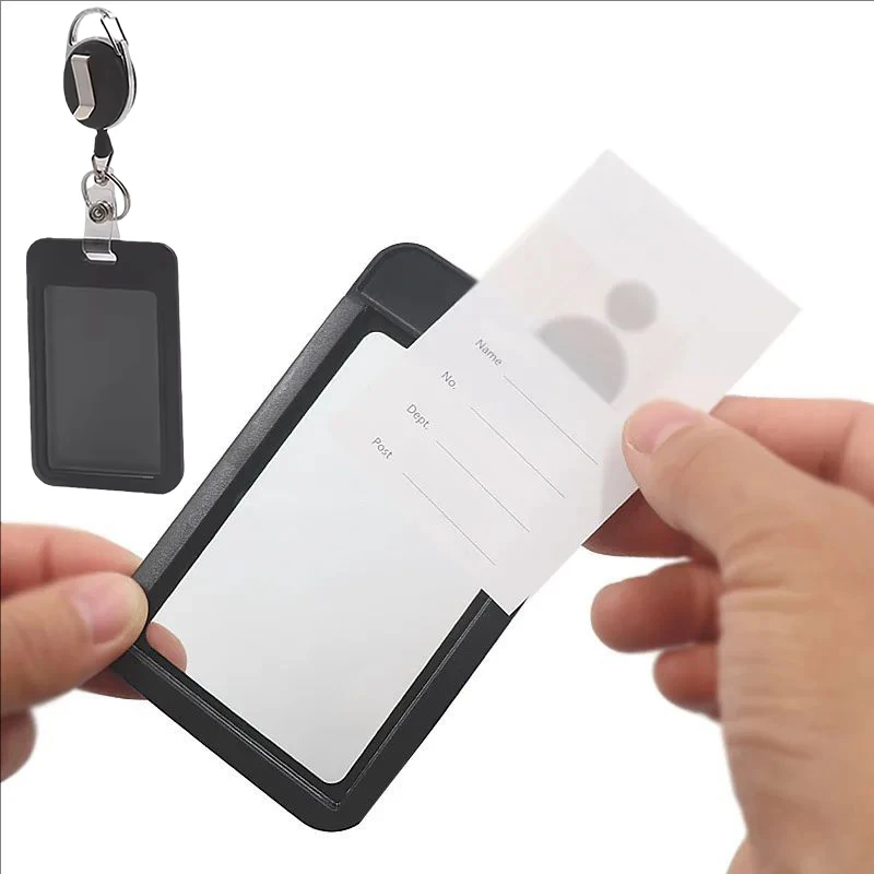 Work Permit Card Set - Rope Retractable Neck Hanging Document Card Set - Chest Tag Access Control Hard Shell Protective Set