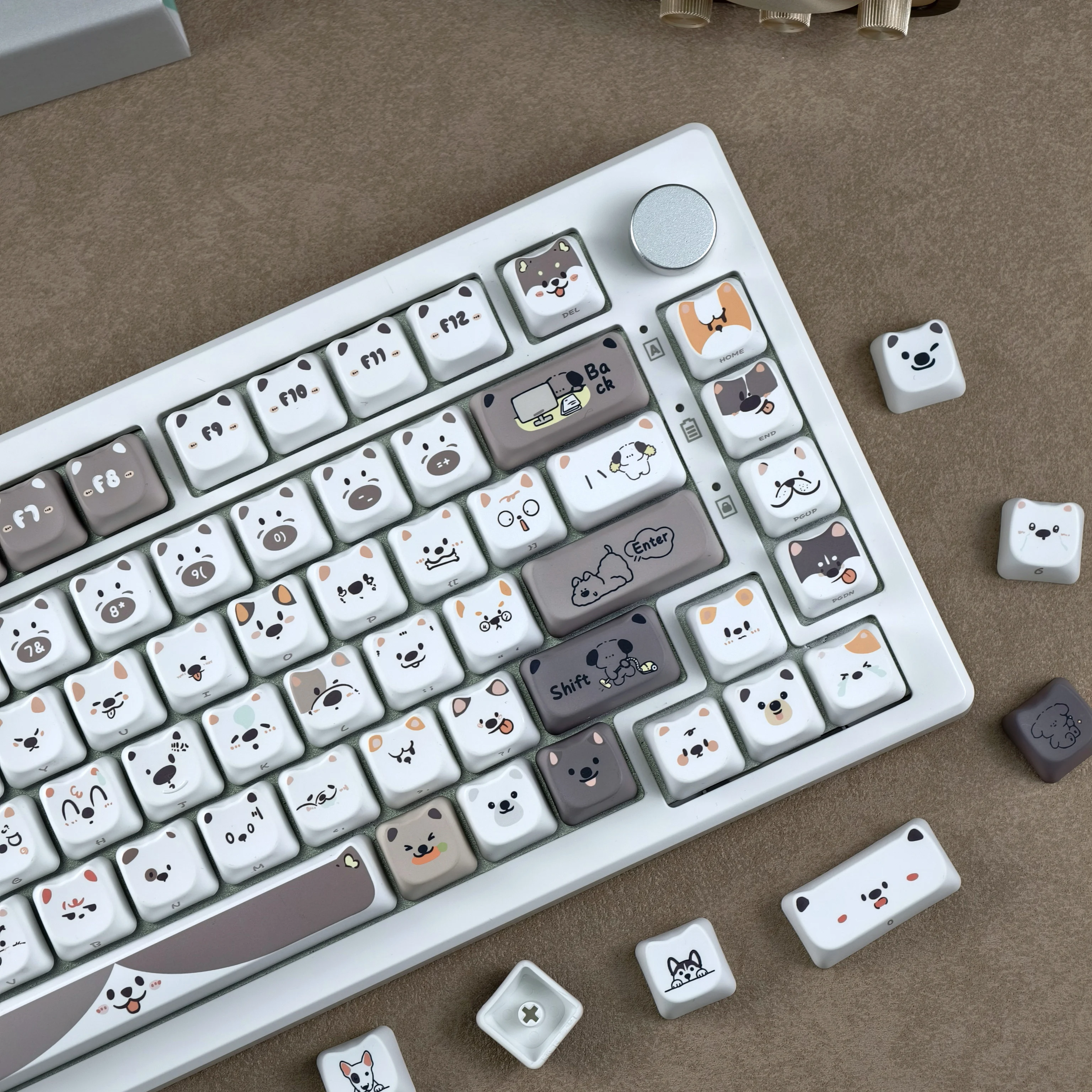 Cute Meow Keycaps Cat Head MAO Profile PBT Square Key Cap Thermal Sublimation Mechanical Keyboard Keycap Cat Set For Girls Gift