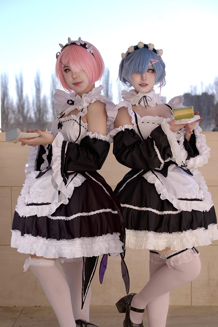 애니메이션 램 렘 로리타 메이드 코스프레 의상 Re: - Re Zero Rem Wig 리뷰 및 가격