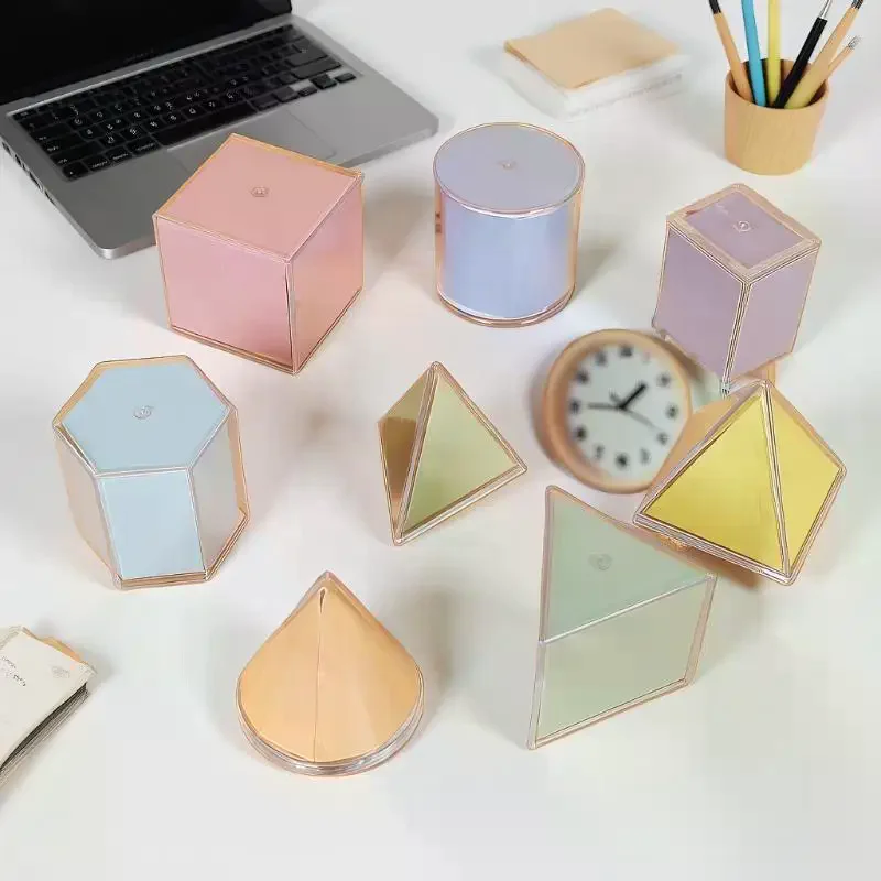 Juguete transparente de forma geométrica 3D de 8 piezas, ayuda de aprendizaje visual, juego de juguetes educativos de matemáticas Montessori