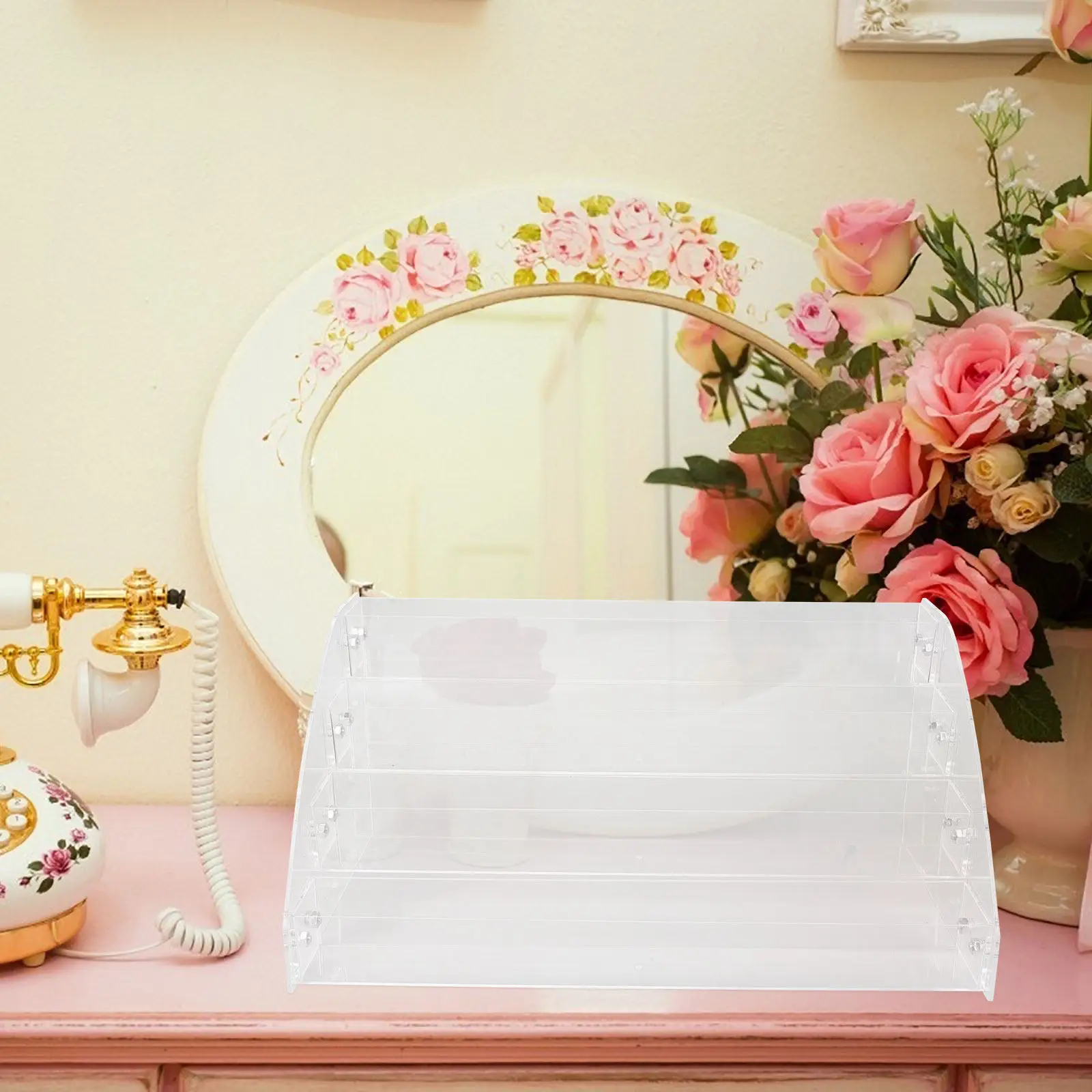 

1Pcs Simple Design Acrylic Display Rack Multi-Function Lipstick Organizer Nail Polish Rack for Salon Home Office Gift