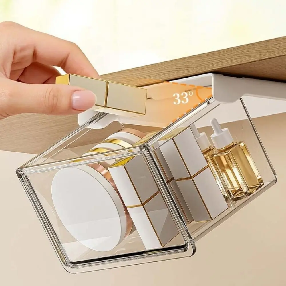 

Plastic Drawer Style Storage Box Transparent Self Adhesive Makeup Storage Container Large Capacity Space Saving Jewelry Case